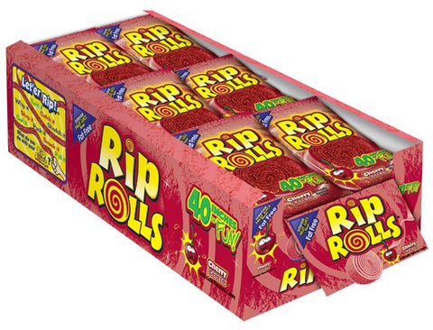 Rip Rolls Cherry - Pack of 24 (40g) - Vape & Candy Wholesale